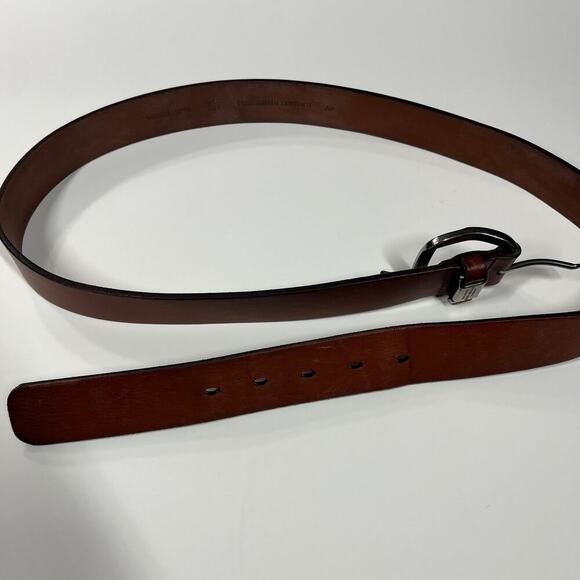 Roundtree & Yorke Full Grain Leather Men’s Belt Brown Silver Buckle‎ 100/40 - Picture 3 of 6